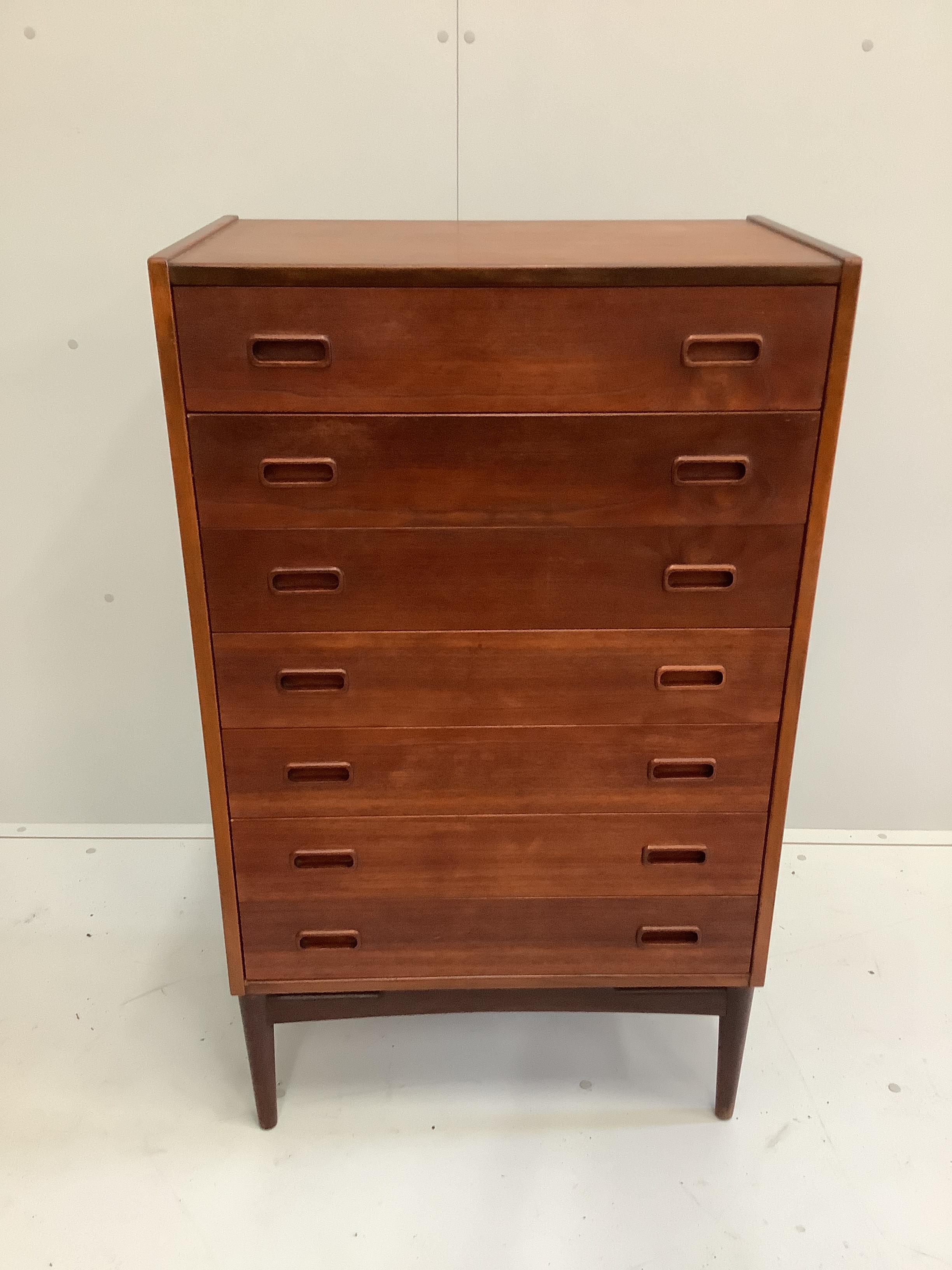 Arne Hovmand Olsen for Illums Bolighus a mid century Danish teak seven drawer chest, width 67cm, depth 40cm, height 113cm